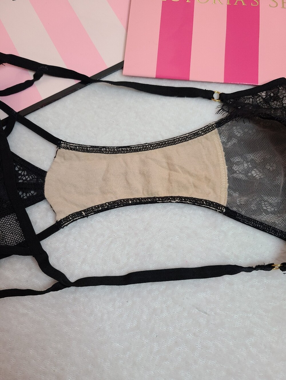 Y2K Victoria's Secret Sexy Eyelash Lace Strappy Cut-out Back String Bikini Panty - Picture 4 of 6